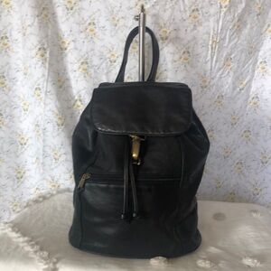 PRIVATE STASH BY SHARMASTER Leather Company black leather backpack.